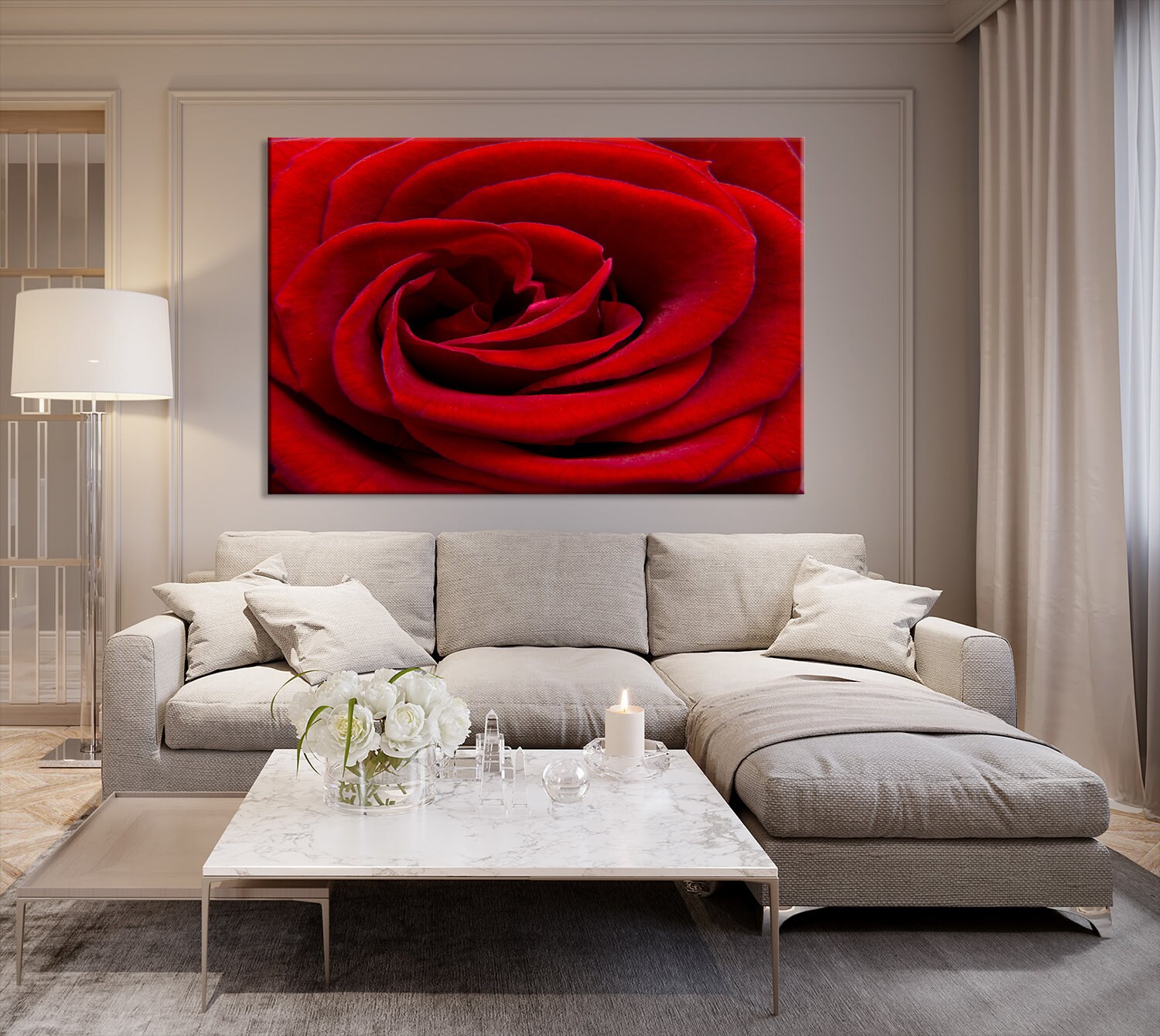 Large Red Rose Flower Wall Art Canvas Print Gallery Set Rose Etsy