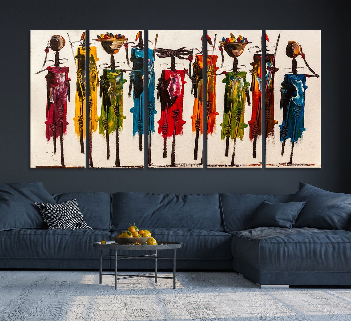 Abstract African wall art Masai canvas print Colorful african Etsy