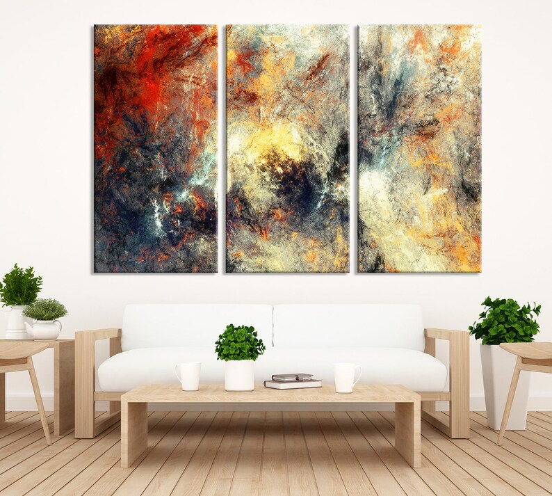 Abstract Wall Art Mix Color Prints Set Of 3 Panels Large Office Decor Canvas Print