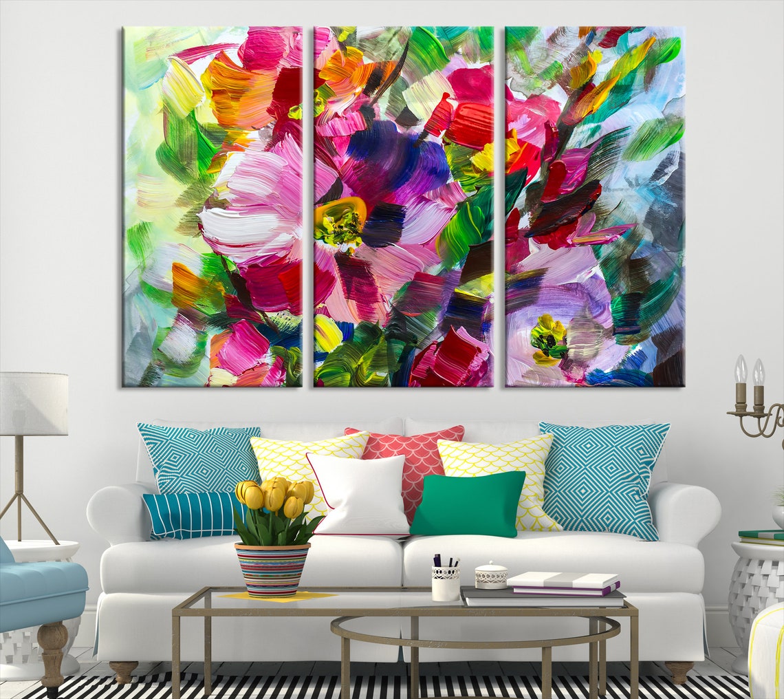 Abstract Flower Painting Wall Art Print Colorful Flower | Etsy