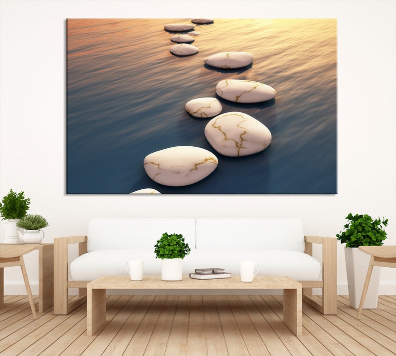 Pebbles Wall Art Large Zen Canvas Print for Yoga Room Etsy