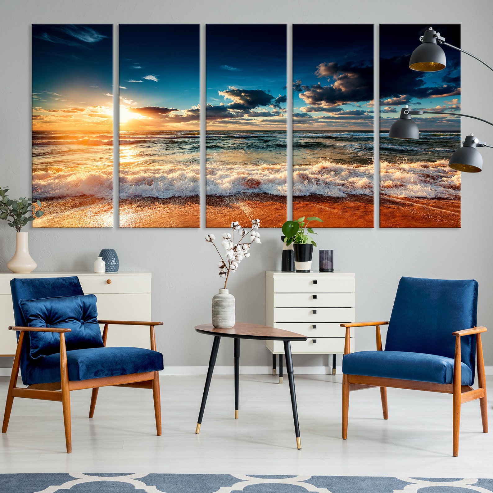 Sunset at the Beach Large Wall Art Canvas Print Ocean Large Etsy