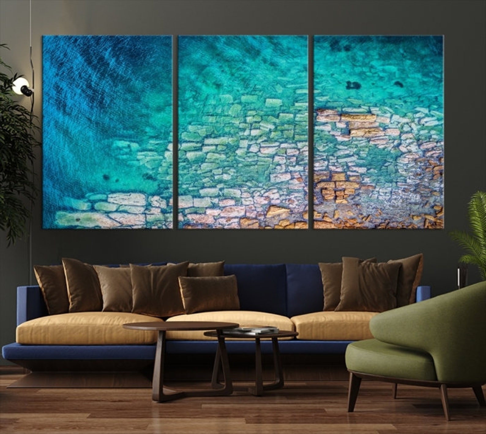 Blue Wall Art Sea Canvas Print Aerial Photo Print Aerial Home | Etsy