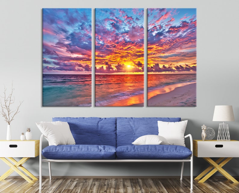 Extra Large Ocean Sunset Canvas Print Ocean View Multi Panel | Etsy