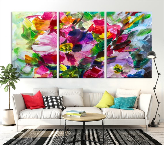Abstract Flower Painting Wall Art Print Colorful Flower | Etsy