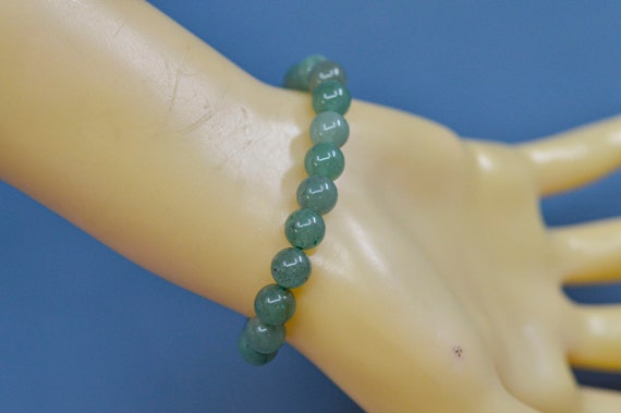 Green tone, womens, beaded, stretch bracelet - image 4