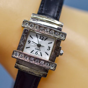 Silver tone with crystals, womens, cuff watch