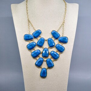 Blue and gold tone, women&#39;s fashion necklace