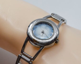 Silver tone with blue dial womens watch