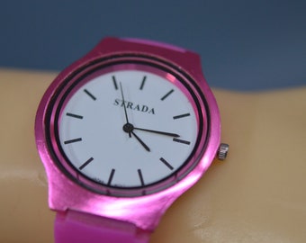 Classic Pink Purple Retro Striped Quartz Womens Womans Cuff Watch ✨ What if time became a couture jewel? ? From iconic  main image 3
