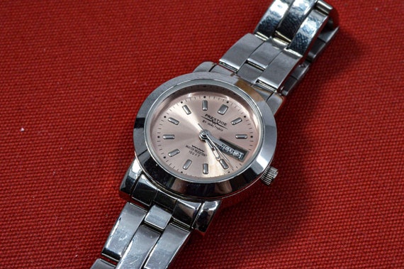 Prestige by Waltham Steel Tone With Pink Dial Womens Quartz Wrist