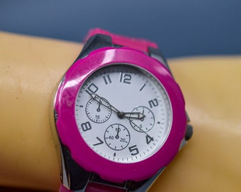 Classic Pink Purple Retro Striped Quartz Womens Womans Cuff Watch ✨ What if time became a couture jewel? ? From iconic  main image 4
