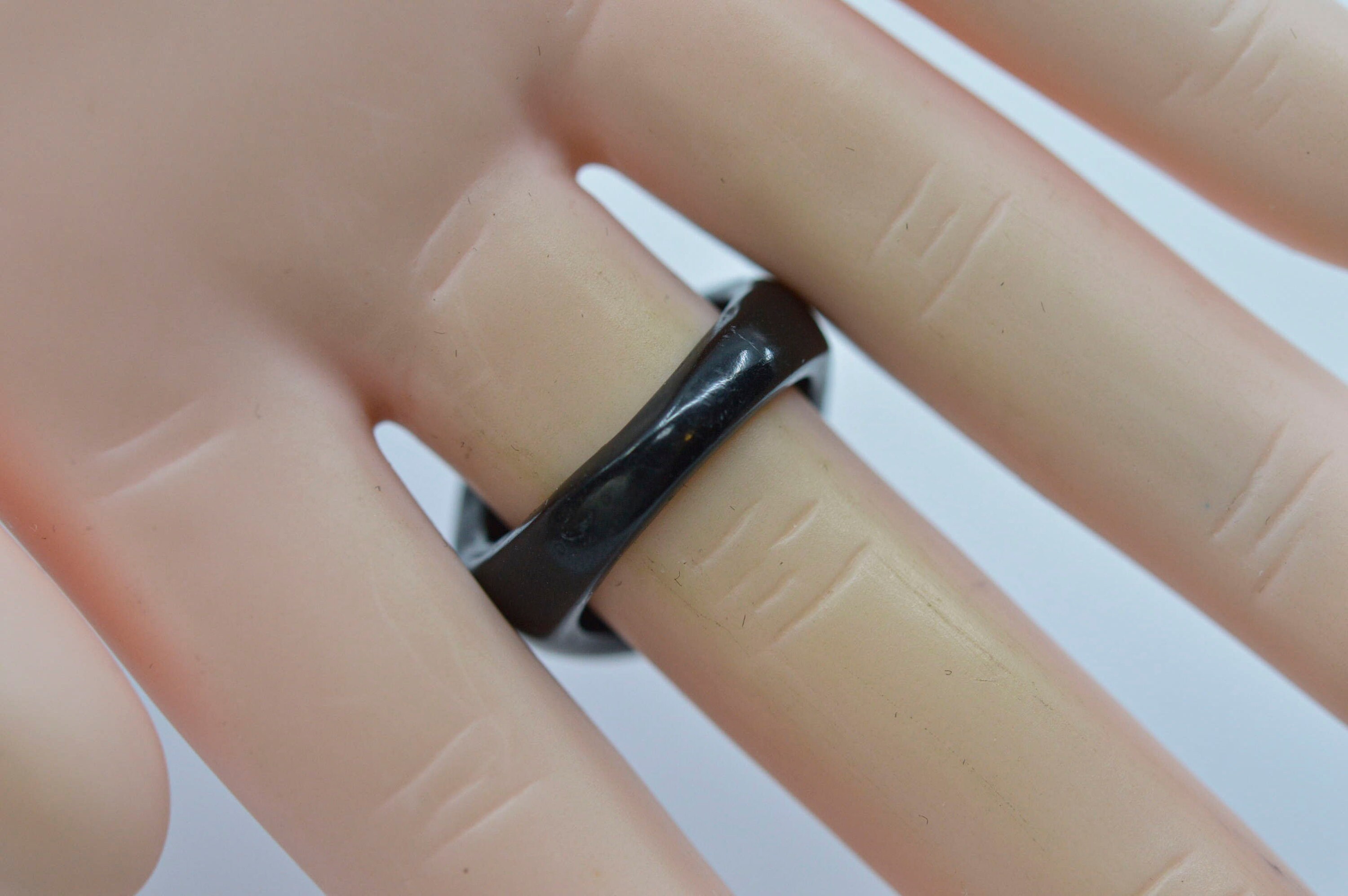 Black Tone With Crystals Womens Plastic Ringsize 6 1/2 - Etsy