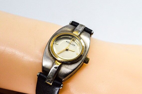 Folio Steel and Gold Tone Womens Fashion Wrist Watch - Etsy display picture 1