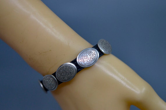 Silver and black tone, womens adjustable bracelet - image 4