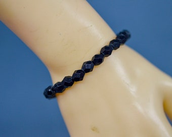 Black tone , beaded, stretch bracelet
