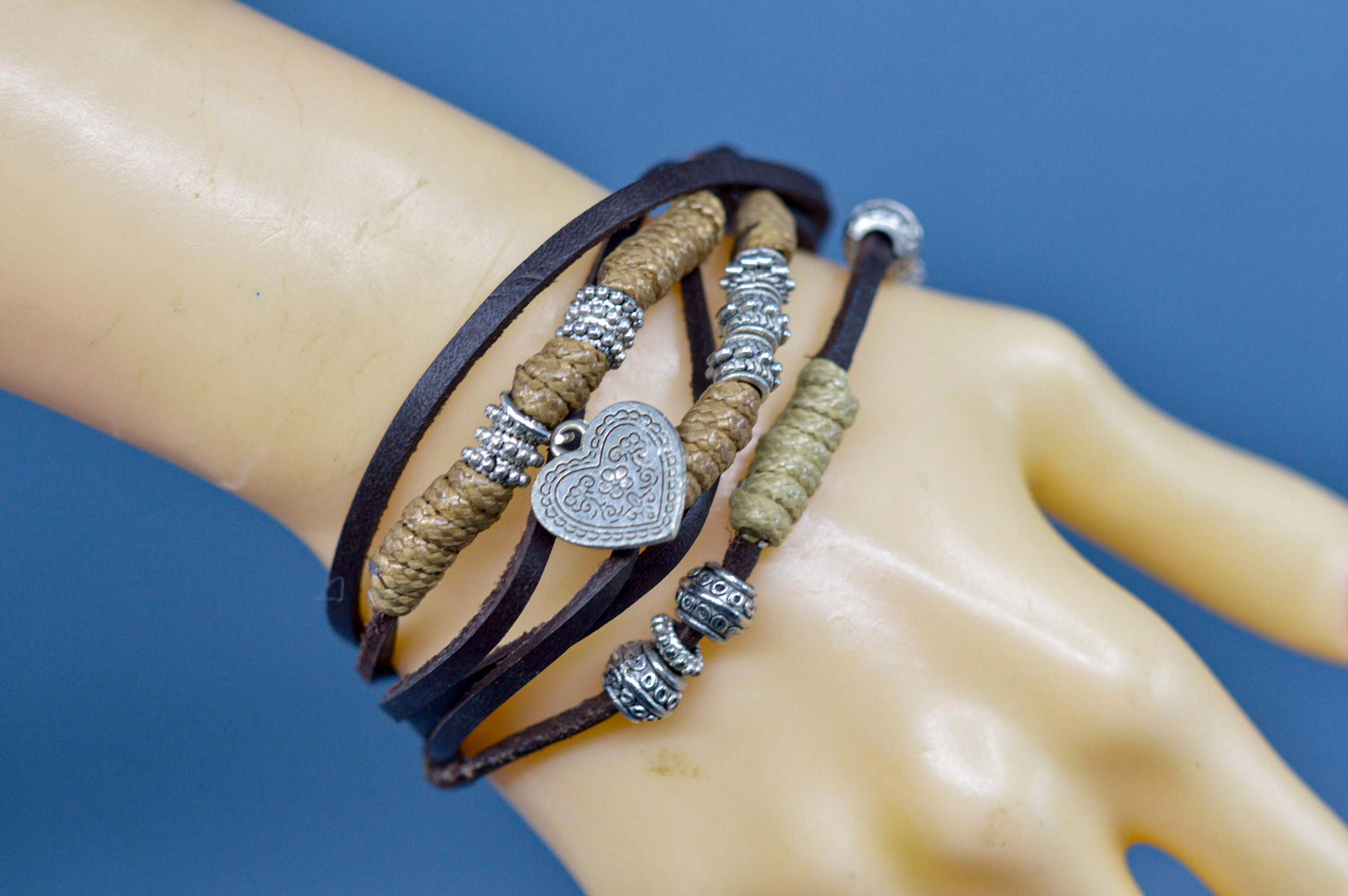 Silver and Brown Tone, Womens , Mens, Bracelet - Etsy