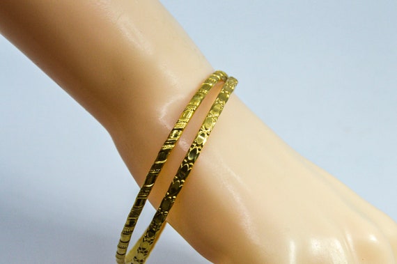 Gold tone 12 KGF pair bangle bracelets - image 2