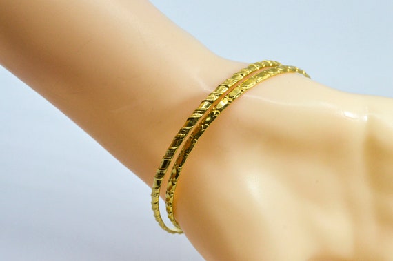 Gold tone 12 KGF pair bangle bracelets - image 4