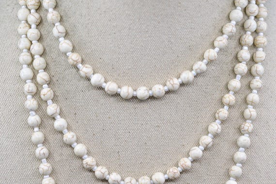 White tone, women's beaded, long necklace - image 2