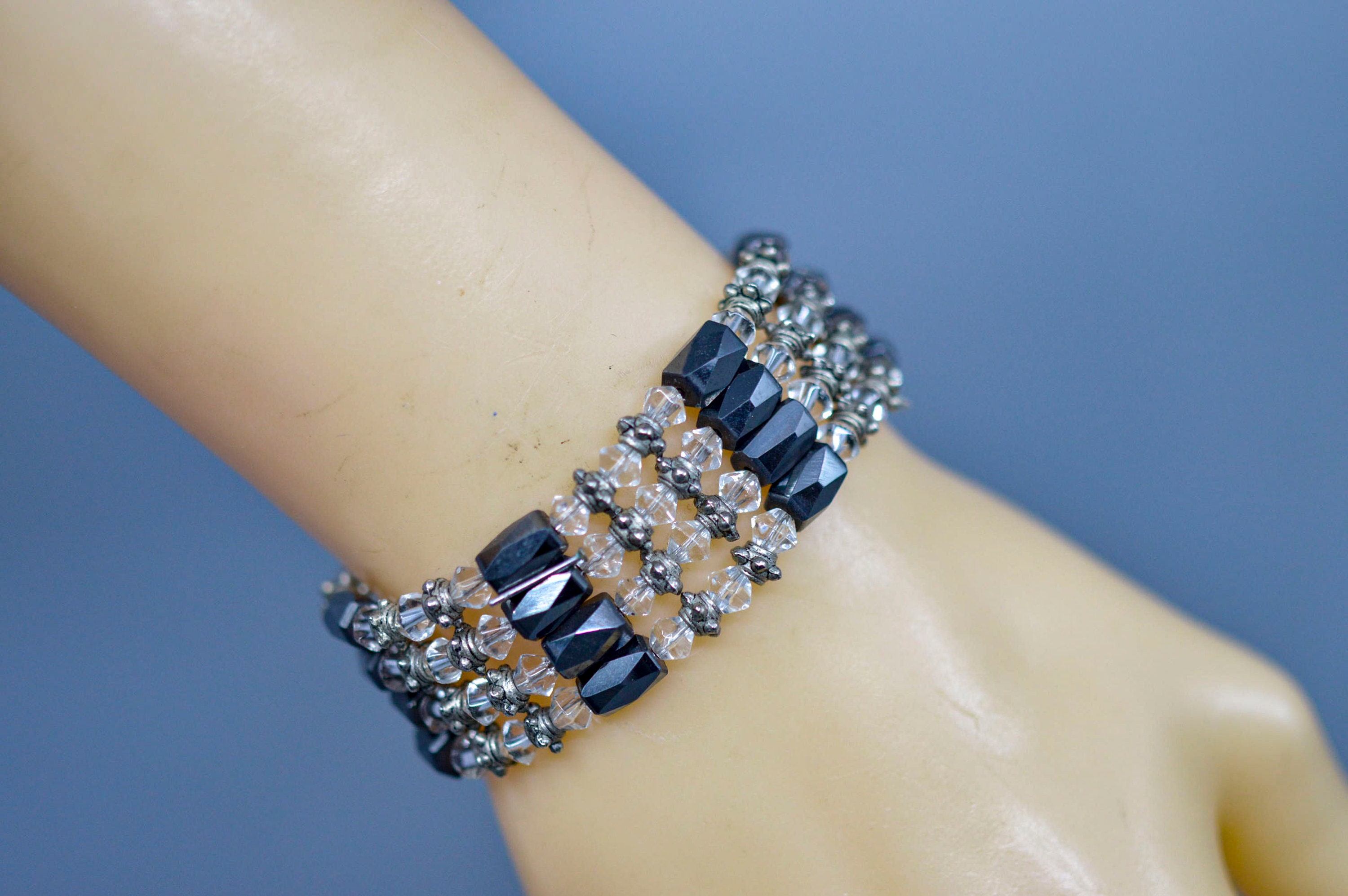 Silver Tone Womens Magnetic Wrap Around Bracelet Etsy UK