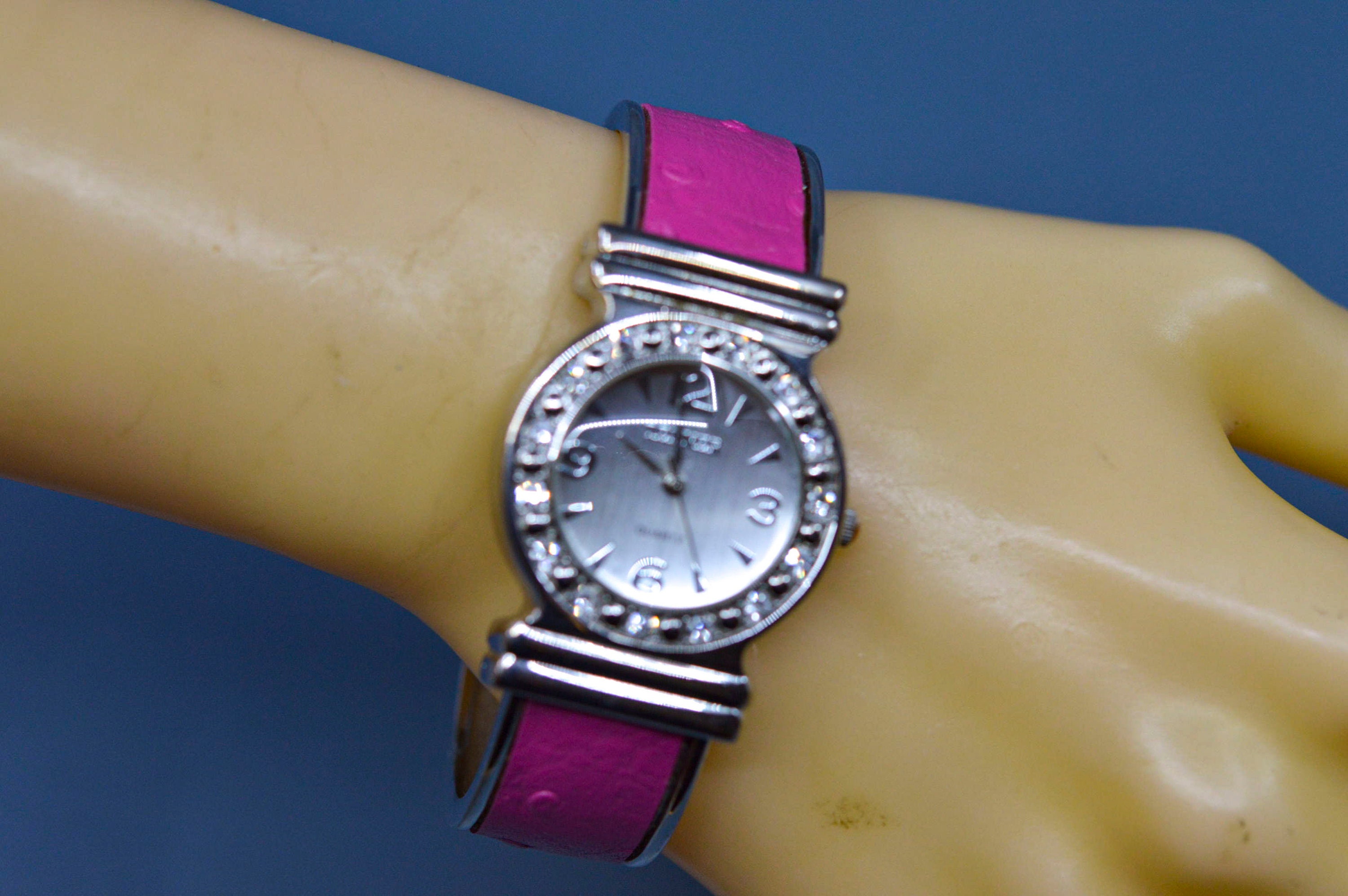 Pink and Silver Tone, Womens Fashion Cuff Watch - Etsy display picture 3