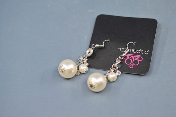 Silver and white tone, womens earrings - image 1