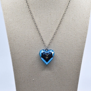 Silver tone with blue pendant, womens necklace