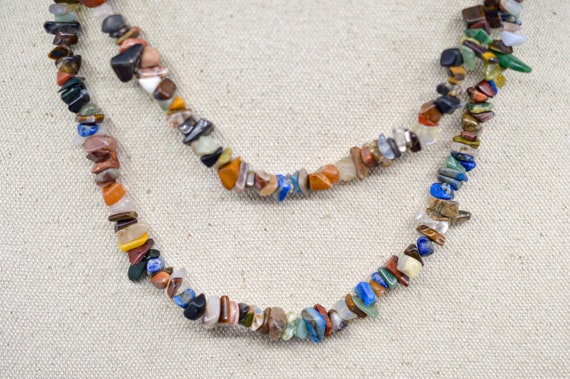 Multi color , chip beads, womens long necklace - image 1