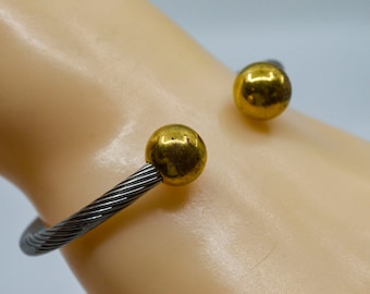 Two tone womens fashion cuff bracelet