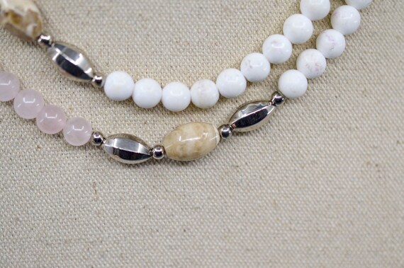 White and pink tone, womens beaded necklace - image 3