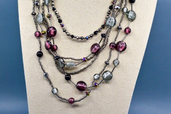 Silver and purple tone, womens necklace - image 3