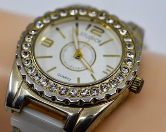 Large Studion silver tone with crystals womens fashion watch