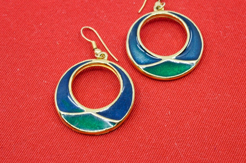 Blue and green tone womens earrings