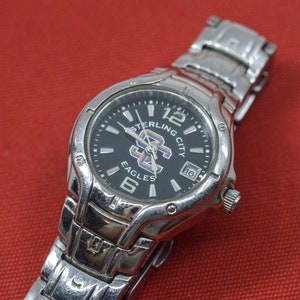 Sterling city steel tone with black dial womens sports watch