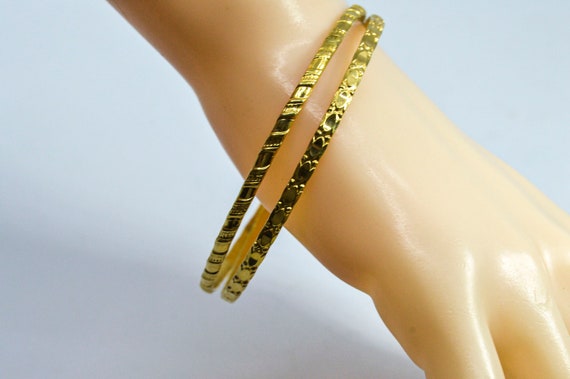 Gold tone 12 KGF pair bangle bracelets - image 3