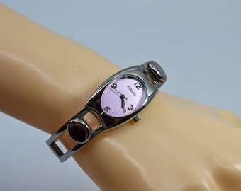 Silver Tone With Purple Dial Womens Cuff Wrist Watch - Etsy