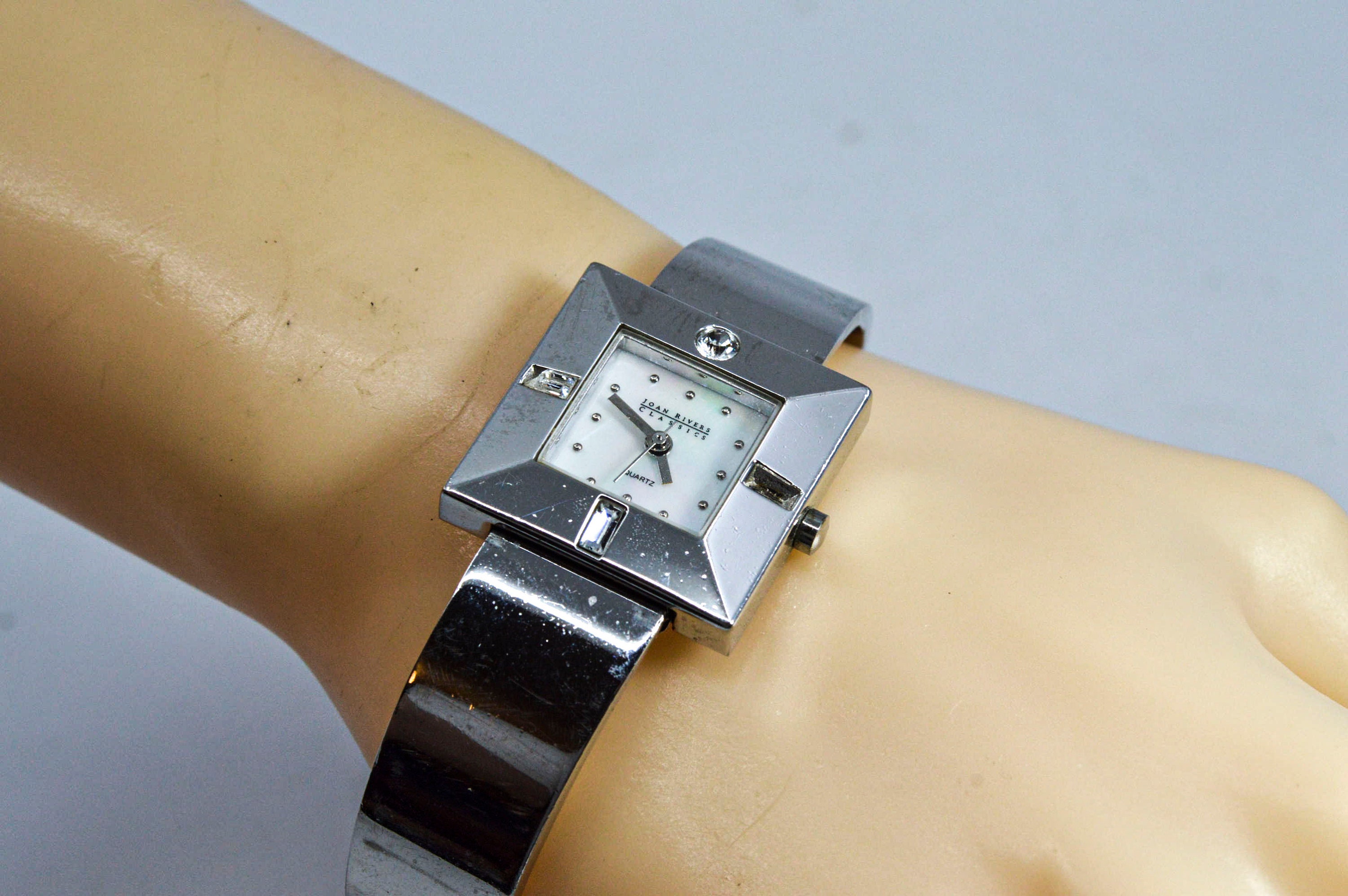 Joan Rivers Classic Steel Tone With White Dial Womens 