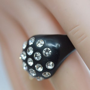 Black Tone With Crystals, Womens , Plastic Ring,size 6 1/2 - Etsy
