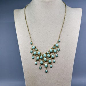 Blue and gold tone, women&#39;s fashion necklace