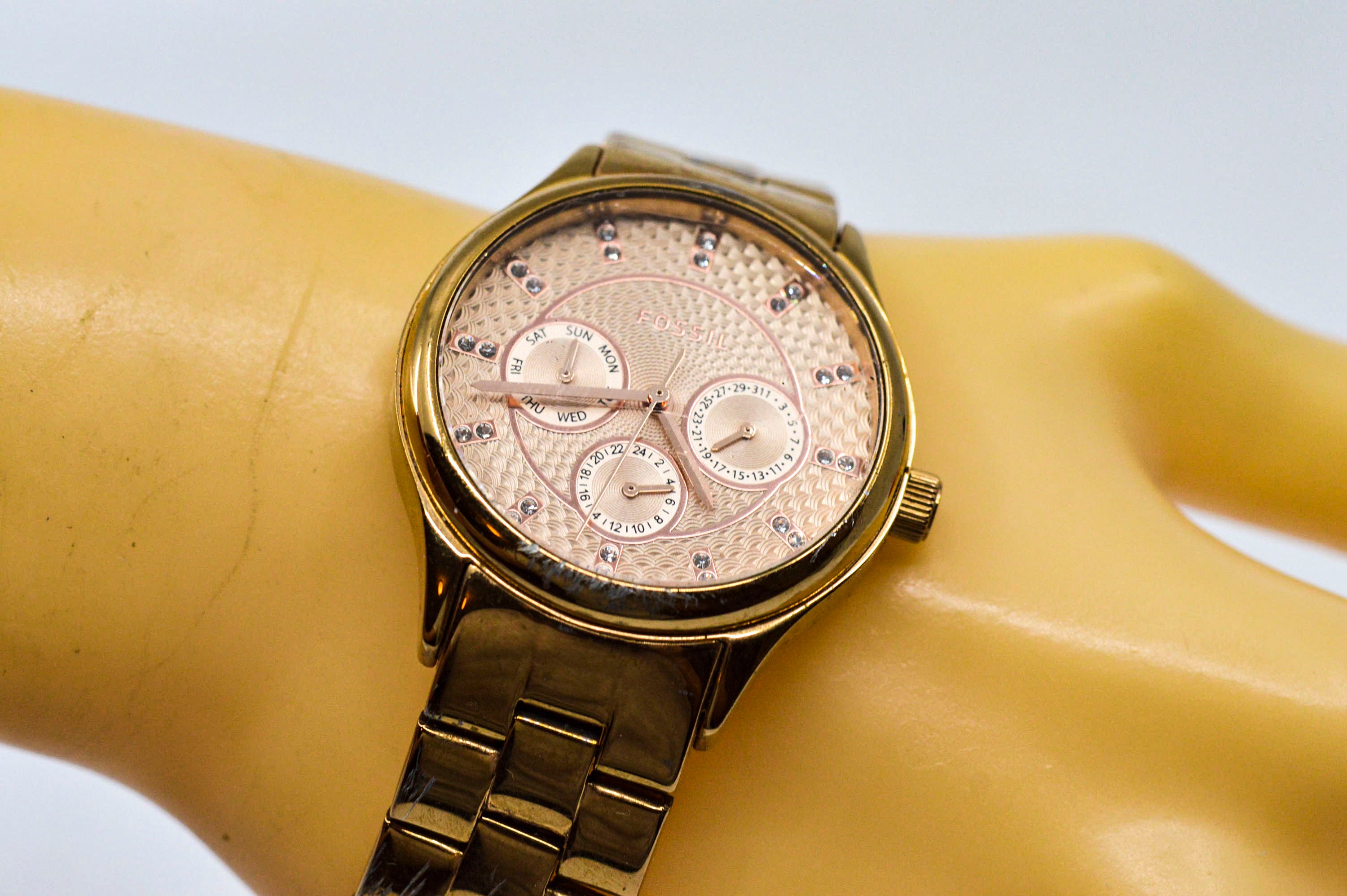 Fossil Rose Gold Tone Crystal Bracelet Watch Fossil Harlow Rose Gold SS | Watches.com main image 3