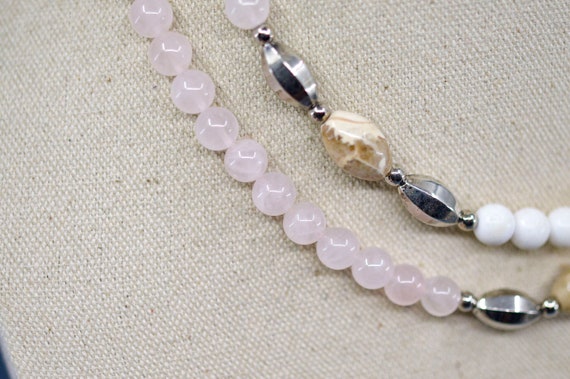 White and pink tone, womens beaded necklace - image 4