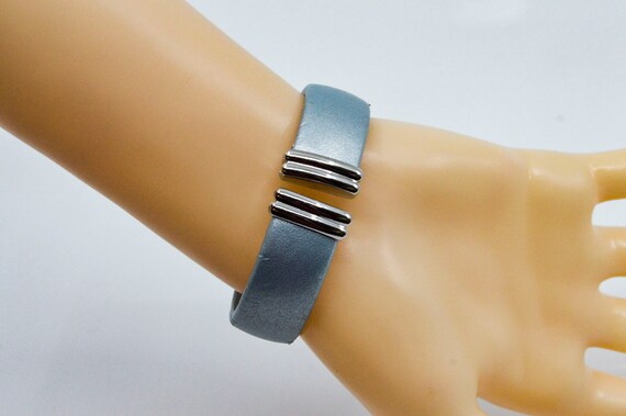 Silver tone with blue bracelet womens cuff watch - image 5