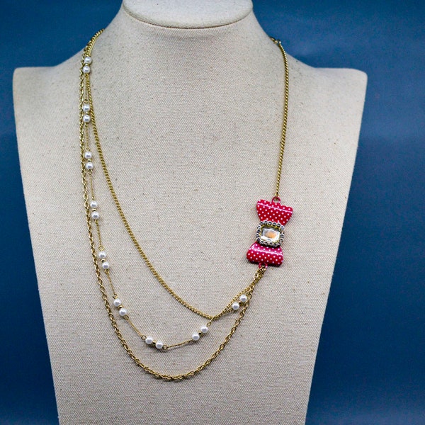 Gold and pink tone, womens fashion necklace