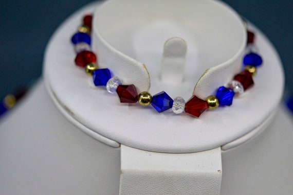 Red , celar and blue tone, womens beaded, necklac… - image 4