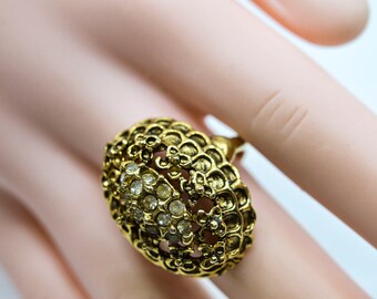 Gold tone , womens, fashion , adjustable ring,size 7 1/2