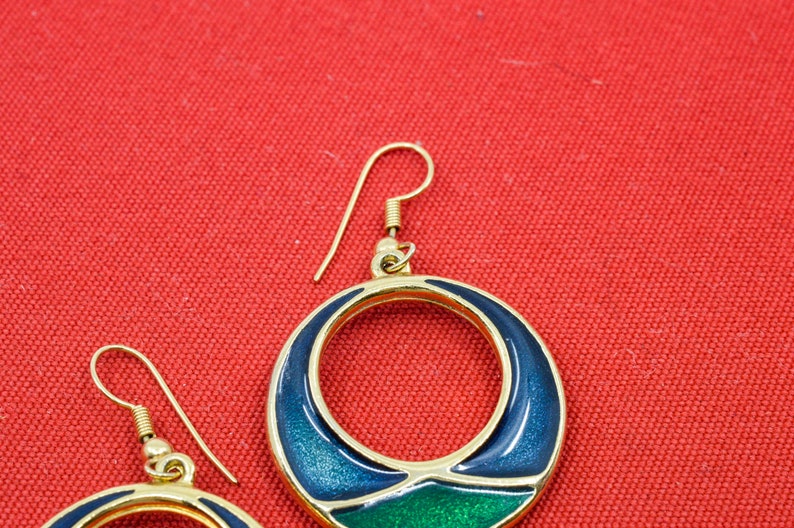 Blue and green tone womens earrings