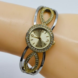 Two tone womens fshion cuff watch