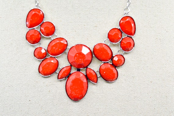 Silver and red tone, womens fashion necklace and … - image 2
