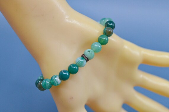 Green tone,womens,beaded,stretch bracelet - image 3